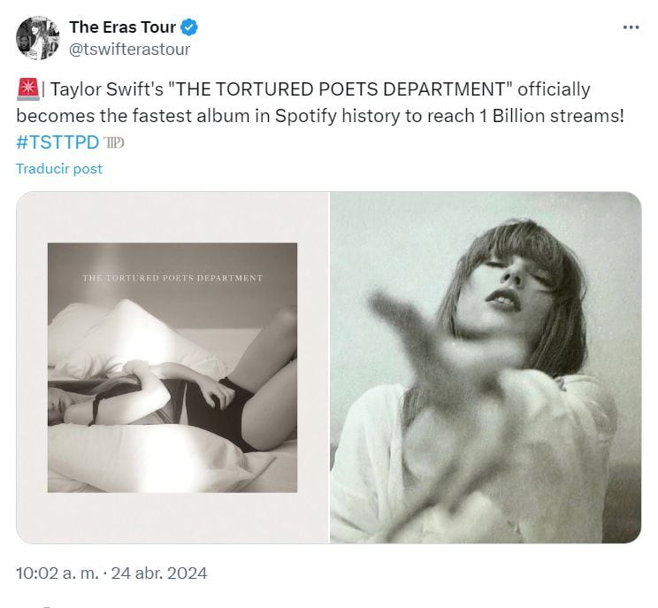 Taylor Swift alcanza este logro que jamás otro artista ha registrado en la historia de Spotify.