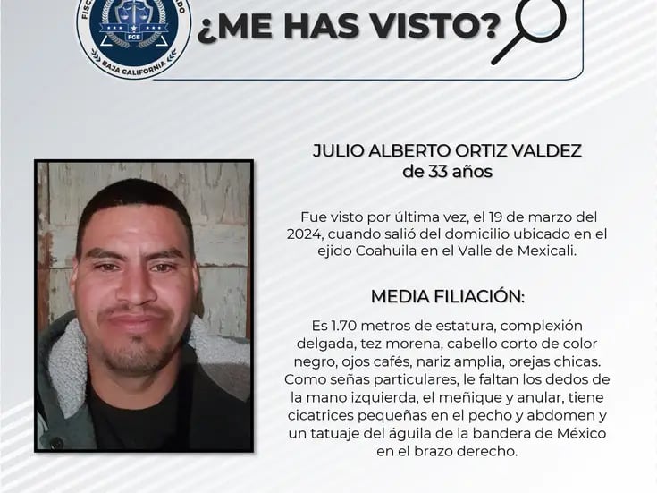 Familiares buscan a  Julio Alberto Ortiz Valdez 