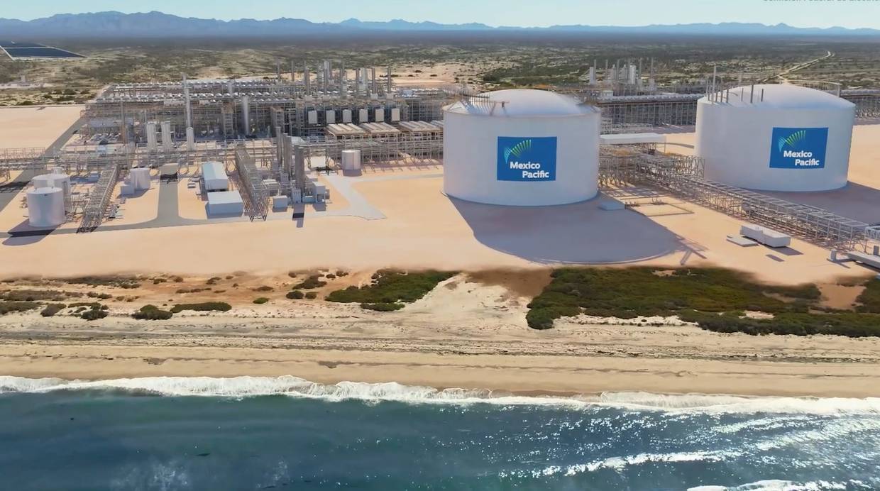 Terminal de gas natural licuado que construirá la empresa Mexico Pacific en Puerto Libertad, Sonora.