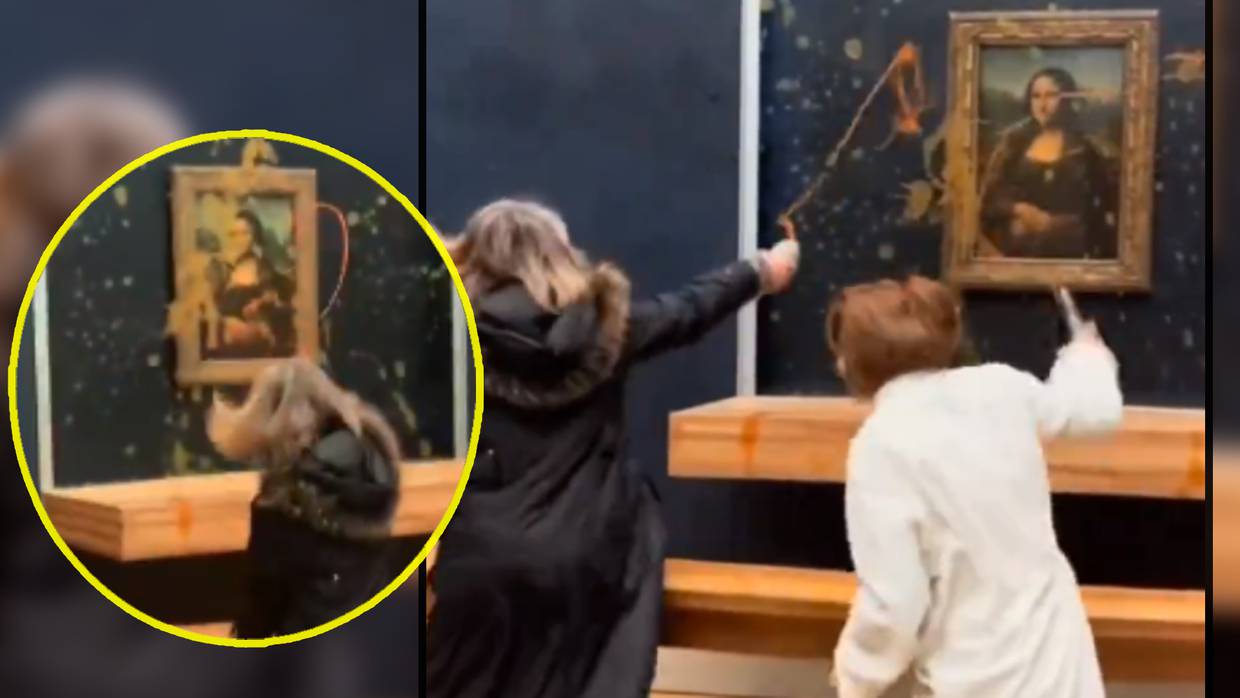 Activistas del cambio climático arrojan sopa a la Mona Lisa en el Louvre