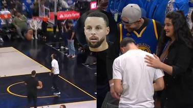 NBA: Stephen Curry le da terrible balonazo en la cara a un aficionado (VIDEO)