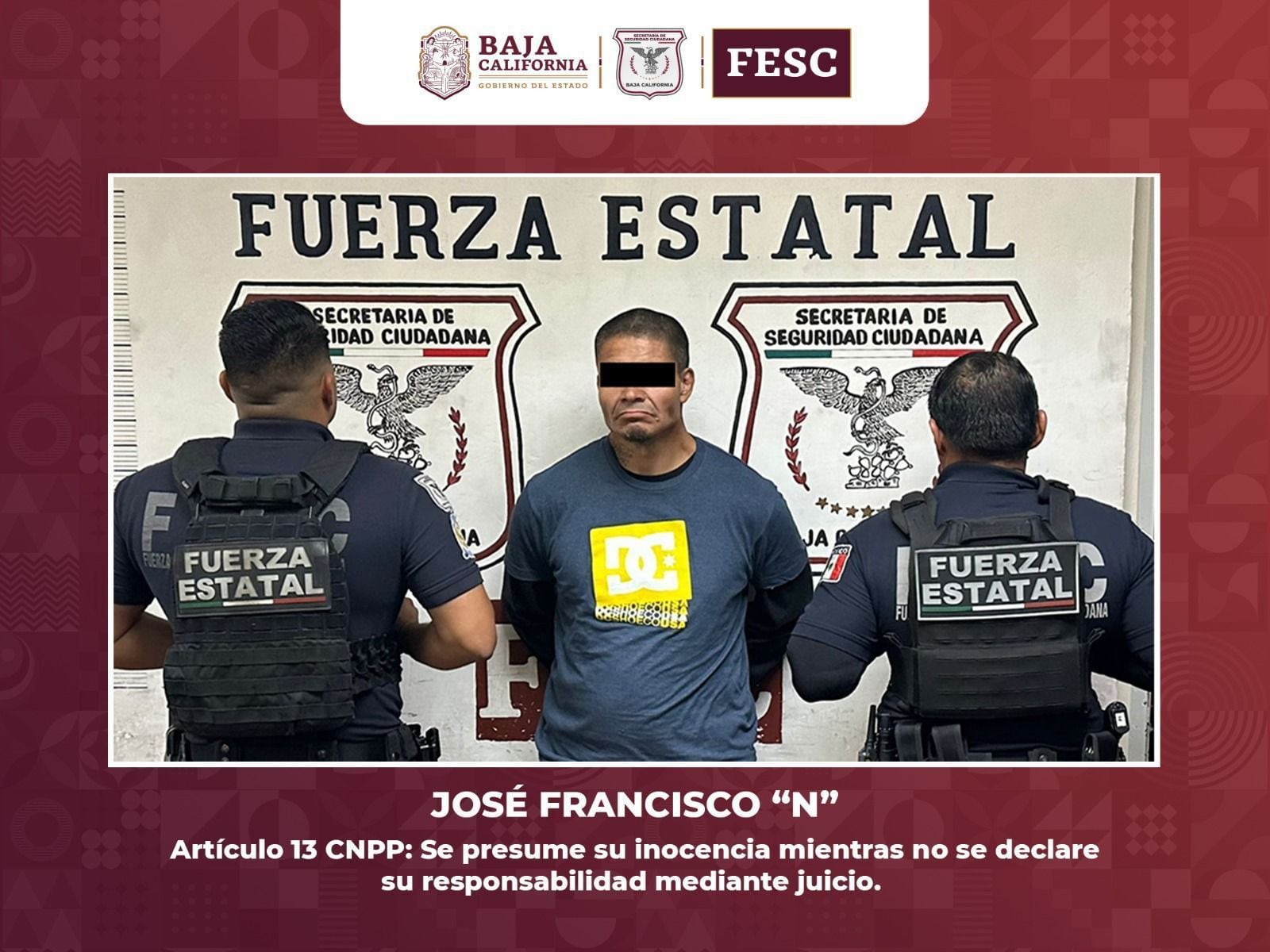 Fue detenido José Francisco “N”, toda vez que de acuerdo al operador del C4 contaba con una orden de aprehensión activa por delitos contra la salud I Foto: Cortesía