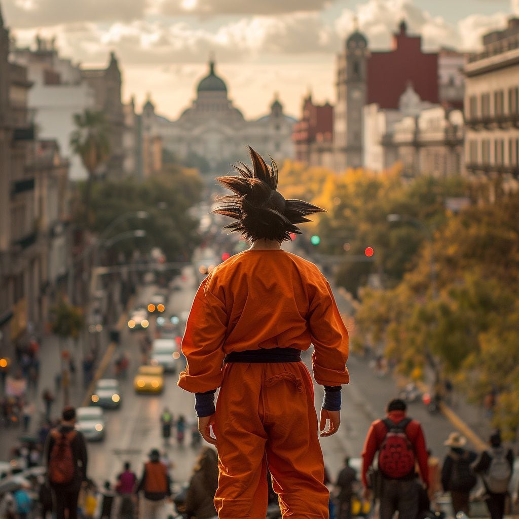 ¿Cómo reaccionarías si te encontraras con Goku, el personaje principal de Dragon Ball, en las calles de México? Esta es la propuesta de la IA de Midjourney