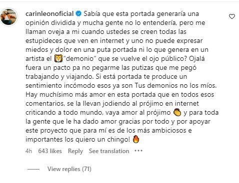 Carin León responde a las críticas