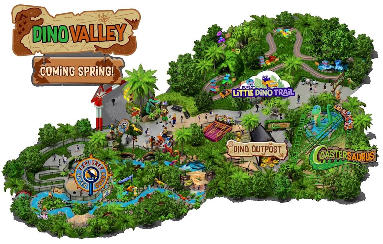 “Dino Valley” es la nueva atracción del parque Legoland en San Diego, California.