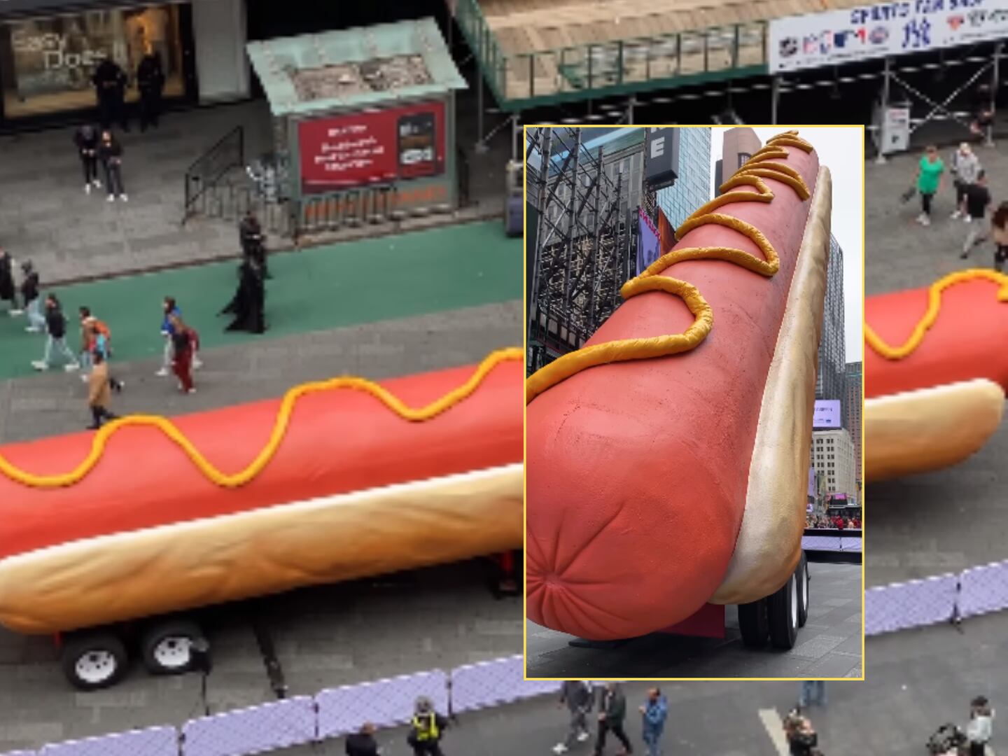 El enorme Hot Dog estará en el Times Square hasta el 13 de junio. | Instagram @timessquarenyc