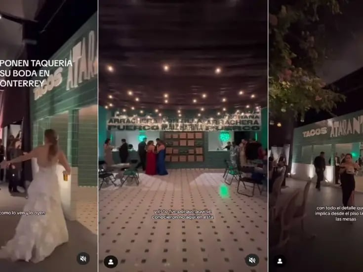 VIDEO: Novios ponen local completo de taquería en su boda
