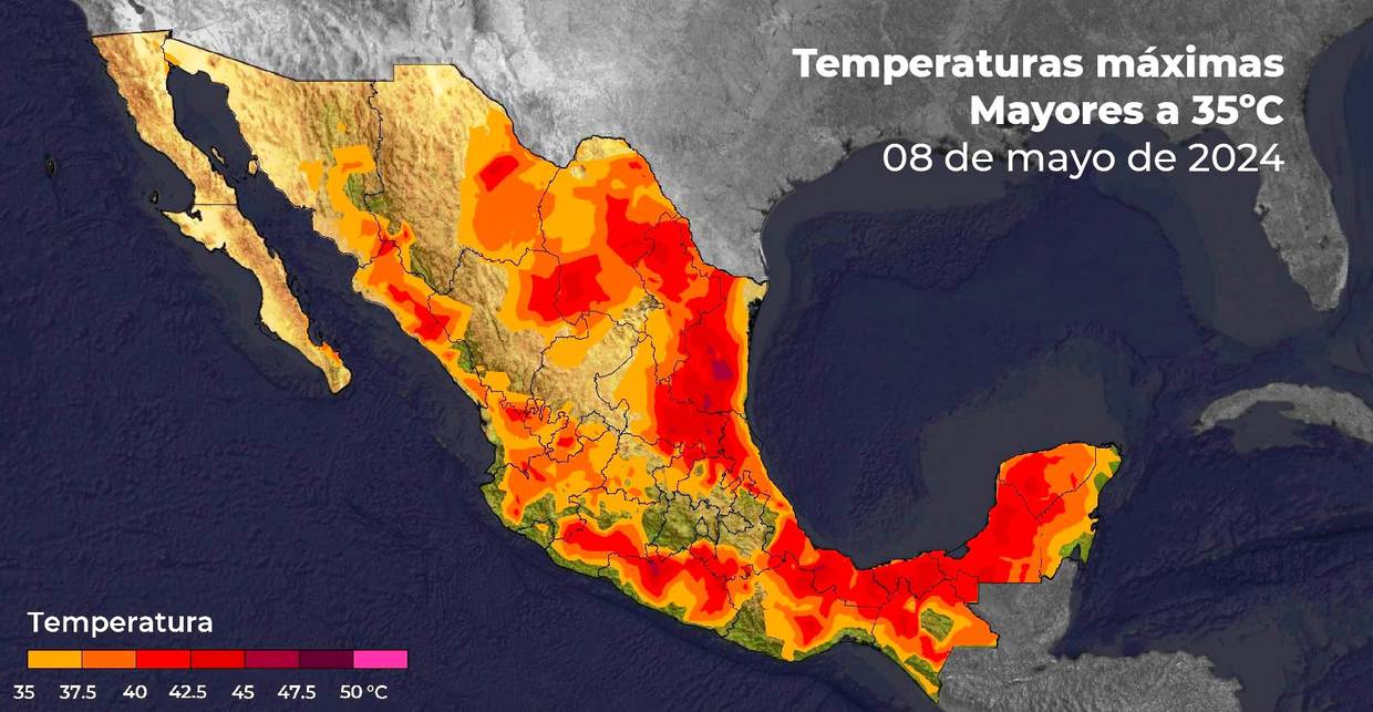Una circulación anticiclónica en niveles medios de la atmósfera continuará impulsando la segunda ola de calor de la temporada sobre el territorio nacional, incluyendo el Valle de México.
