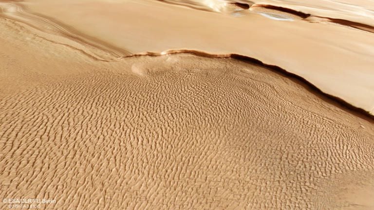 Dunas de hielo y arena en Marte. Foto:  FU Berlin