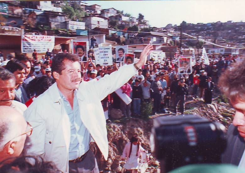 El entonces candidato presidencial Luis Donaldo Colosio el día del atentado en Tijuana.