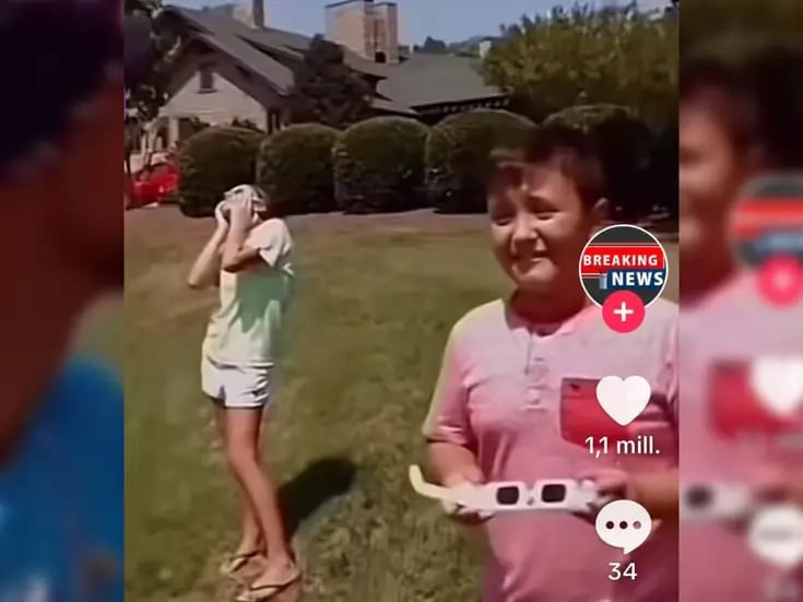 “¡Papi no veo nada!” Video falso de niño que se queda ciego por quitarse los lentes durante el eclipse solar se viraliza