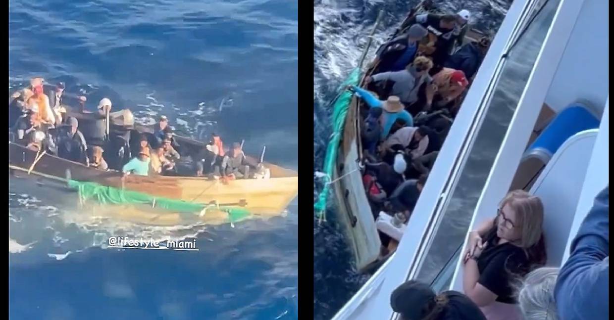 Un grupo de balseros rescatados por un crucero de Carnival será repatriado a Cuba. // Foto: Captura de video @OliLondonTV/@VisimediaNews
