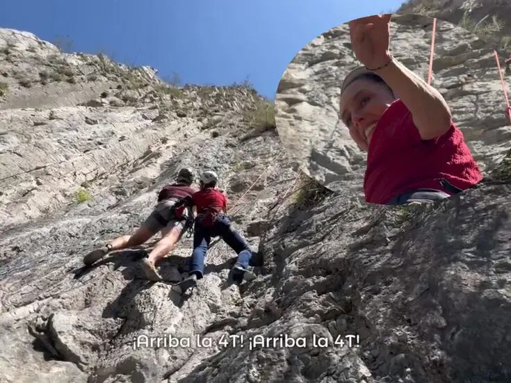 Claudia Sheinbaum escala montaña en Monterrey