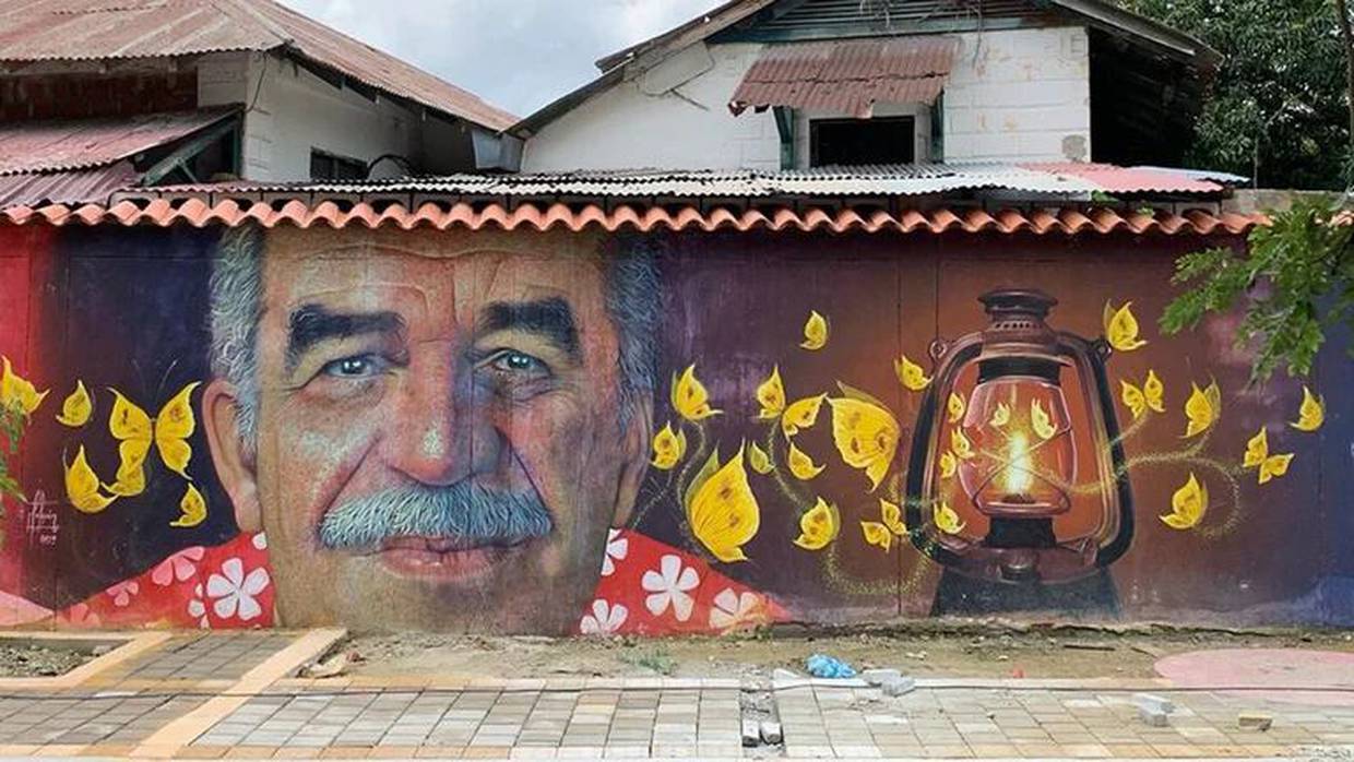 Mural de 'Gabo' en los pasillos de Aracataca