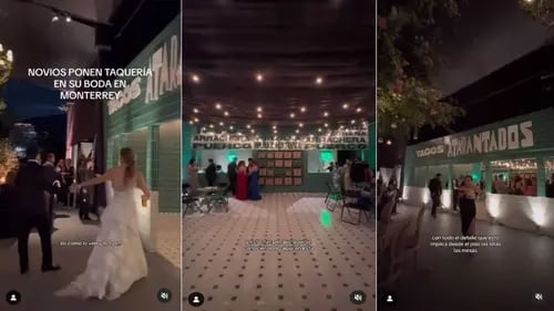 VIDEO: Novios ponen local completo de taquería en su boda