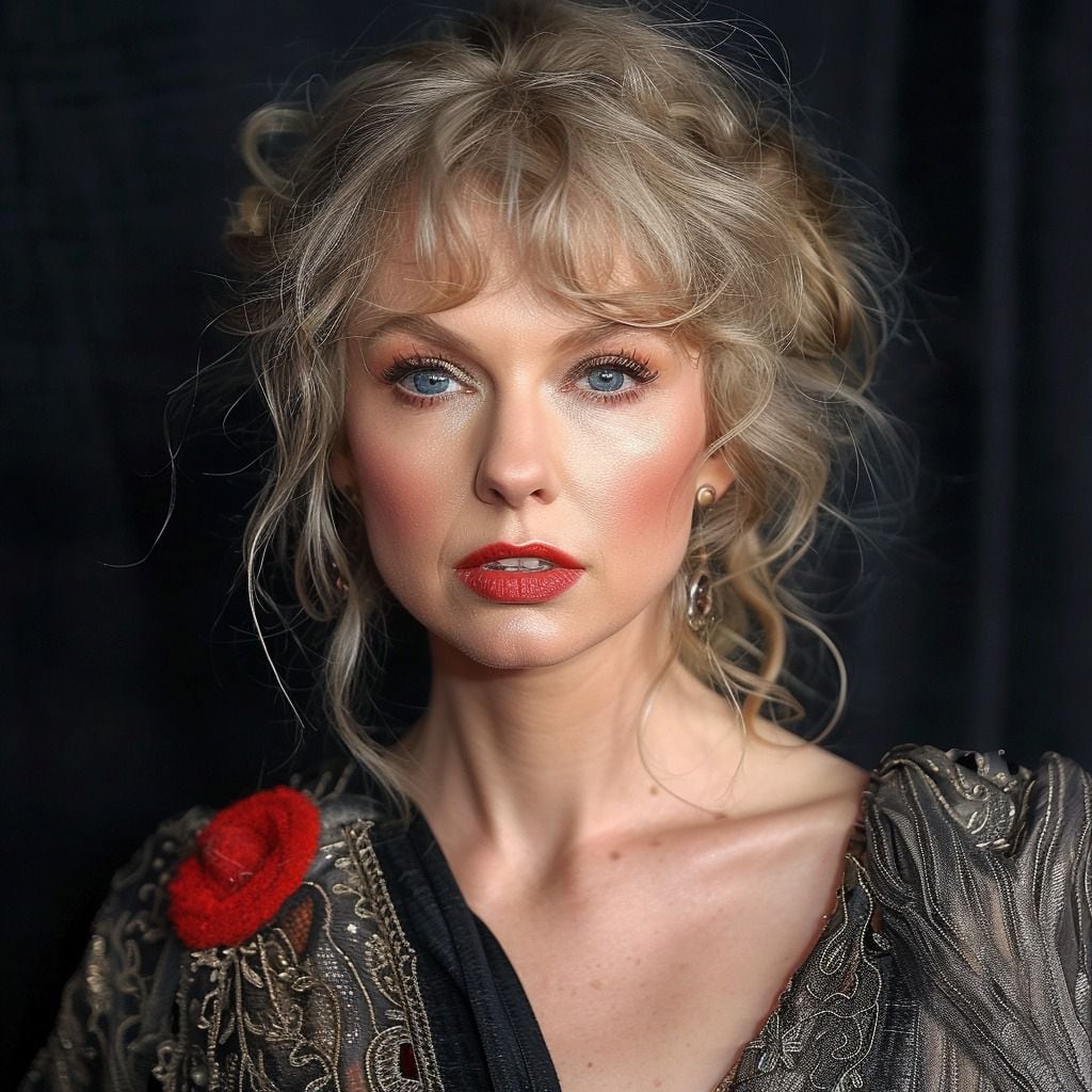 Taylor Swift a los 60: Una visión cautivadora de la belleza atemporal según la inteligencia artificial de Midjourney.