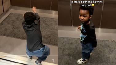 VIDEO: niño choca con una puerta de cristal, y ahora cuida de no volver a accidentarse igual al atravesar cualquier puerta