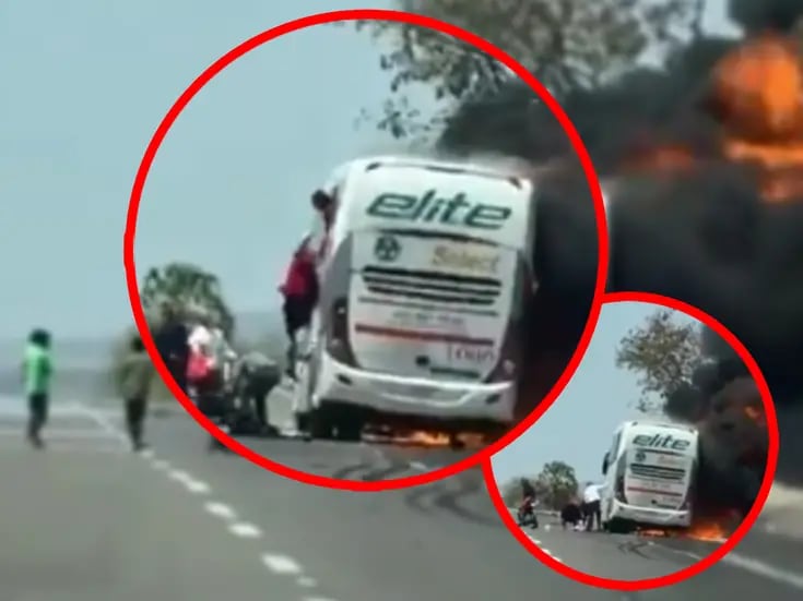 VIDEO: Autobús se incendia en autopista de Sinaloa; Deja tres muertos