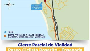 Cierre parcial de carretera libre Rosarito-Ensenada por Paseo Ciclista