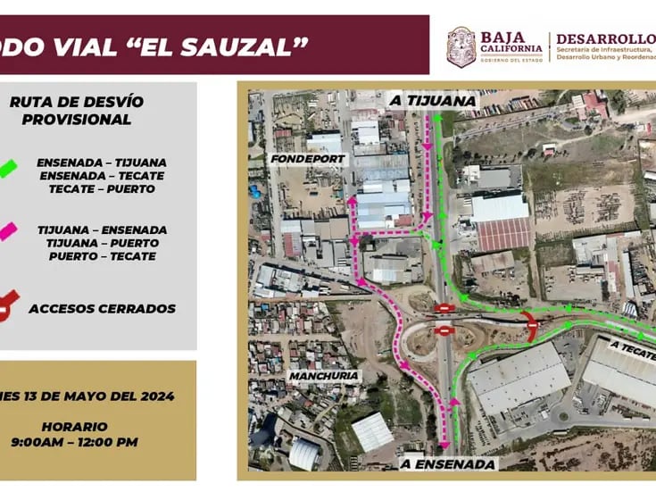Cerrará autopista Tijuana-Ensenada por trabajos en Nodo Vial El Sauzal