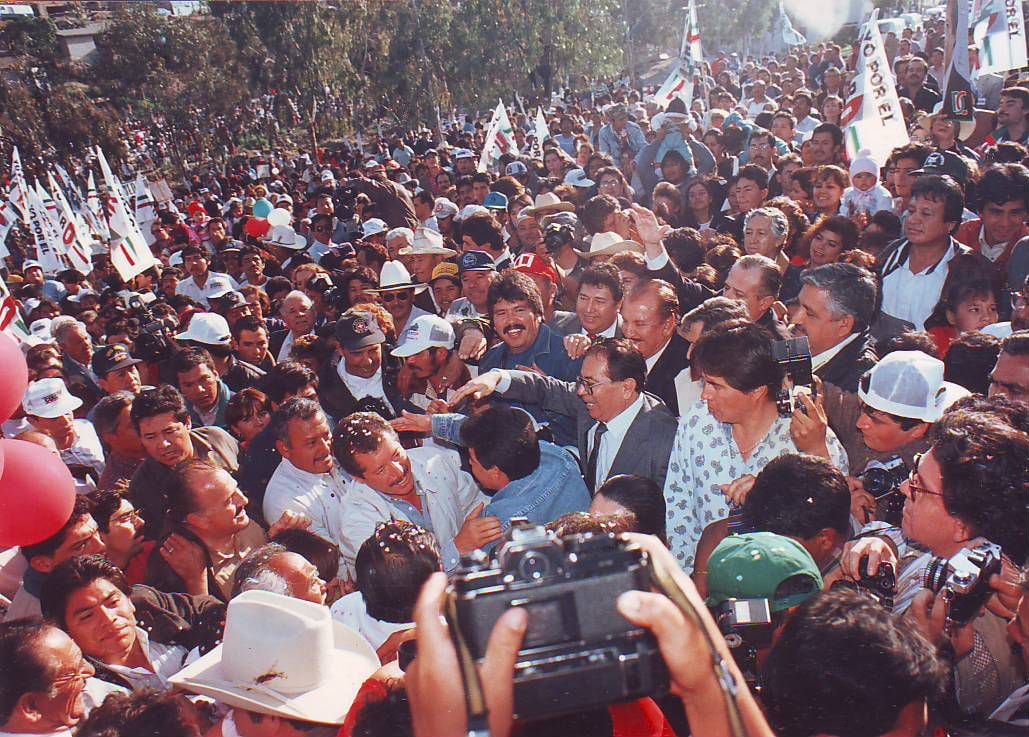 El entonces candidato presidencial Luis Donaldo Colosio el día del atentado en Tijuana.
