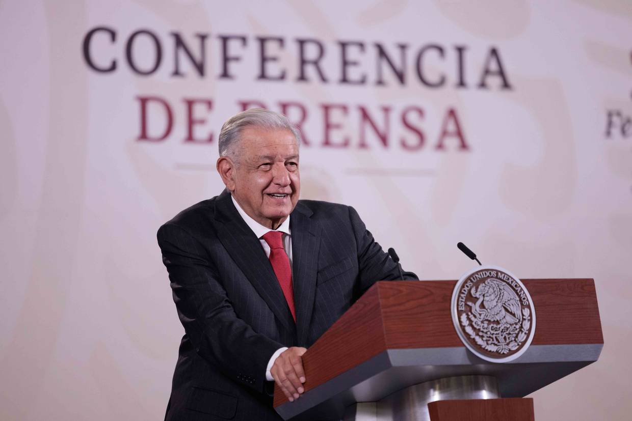 Andrés Manuel López Obrador, Presidente de México en conferencia de prensa en el Salón Tesorería de Palacio Nacional.