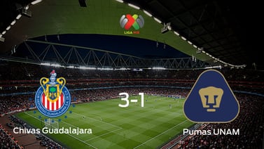  Chivas Guadalajara se queda con la victoria frente a Pumas UNAM (3-1)
