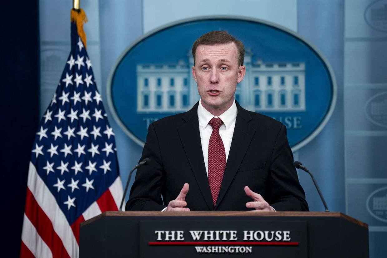 El asesor de seguridad nacional de Estados Unidos, Jake Sullivan, durante una conferencia de prensa en la Casa Blanca, el 18 de marzo de 2024. | EFE