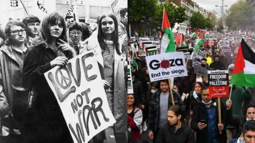 Comparan las marchas estudiantiles a favor de Gaza con las marchas por Vietnam en los años 60