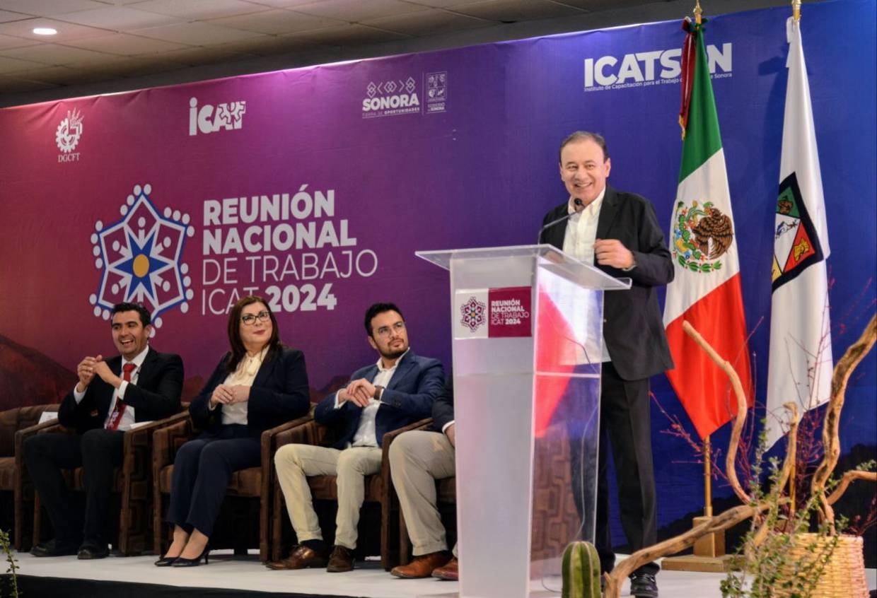 Alfonso Durazo Montaño, gobernador de Sonora, durante los trabajos de la primera Reunión Anual de Trabajo ICAT 2024.