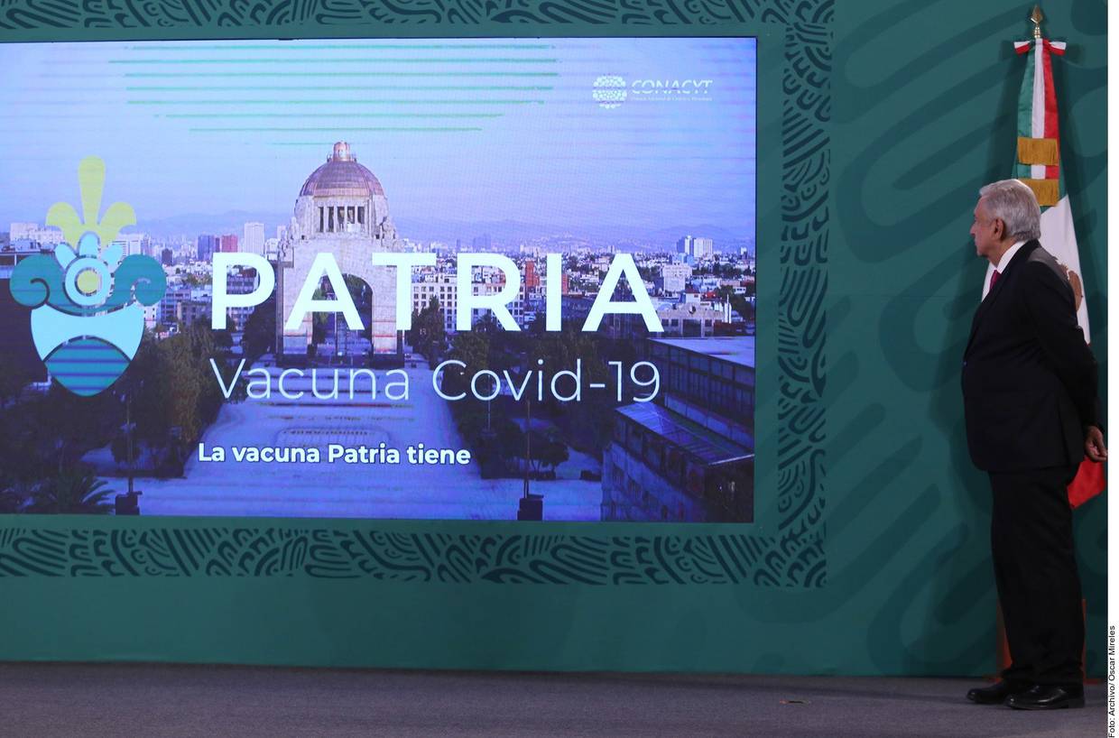 AMLO presenta la vacuna Patria contra la Covid 19.