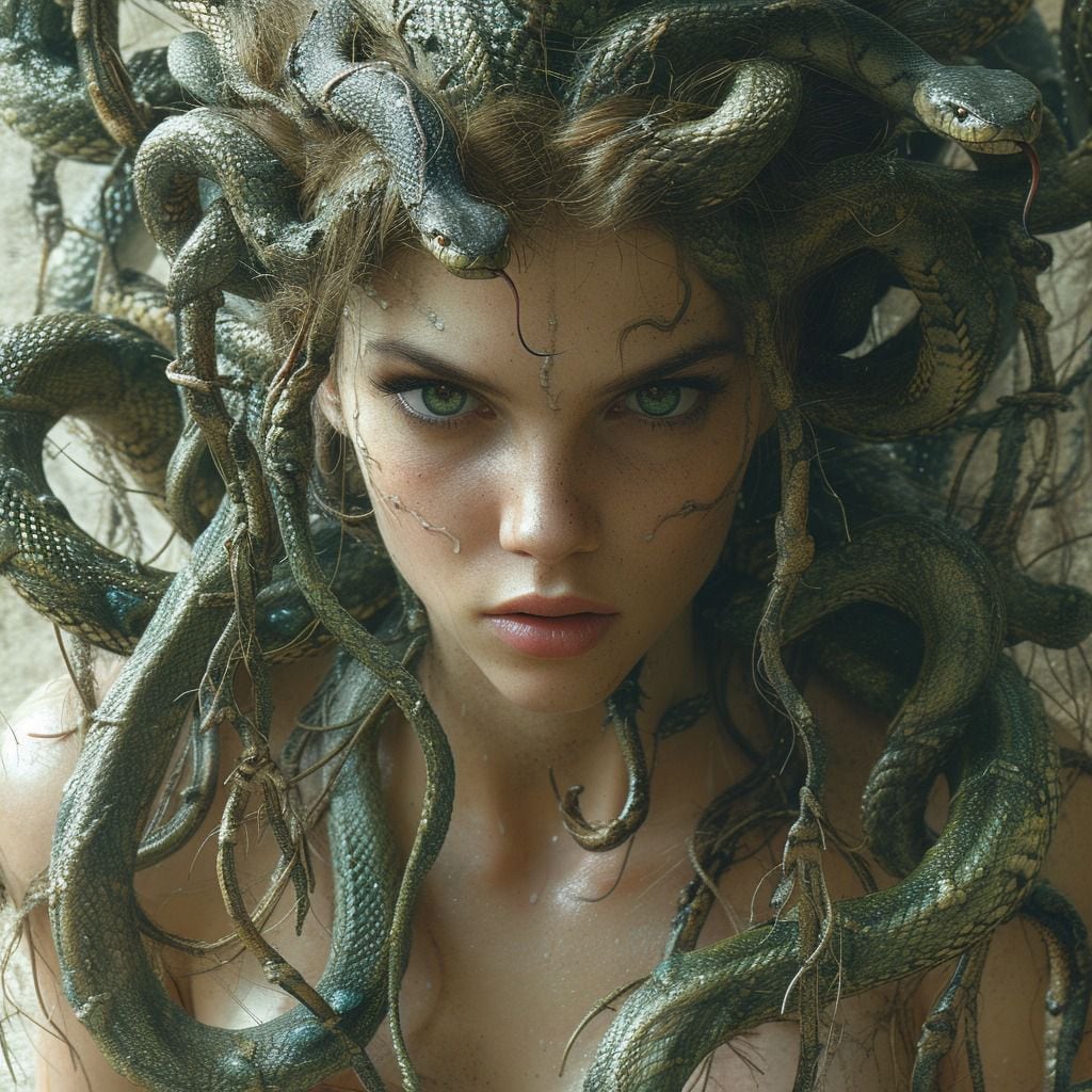 La metamorfosis de Medusa: de temida a fascinante, según la creatividad de la IA.