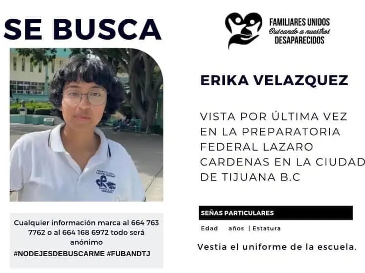 Buscan a estudiante Erika Velázquez