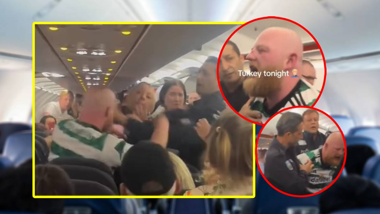 Un pasajero ebrio, identificado como fanático del Celtic Football Club, desató caos en un vuelo de Easyjet desde el Reino Unido a Turquía, golpeando a la tripulación. Foto: Redes Sociales