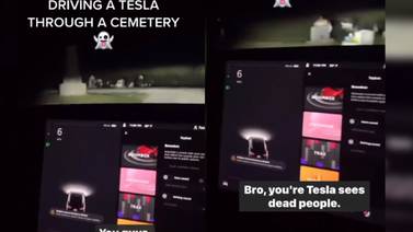 VIDEO: Hombre va a cementerio en la noche y su Tesla detecta varios "fantasmas" alrededor