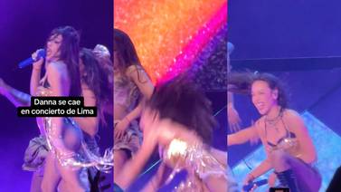 VÍDEO: ¡Danna Paola sufre de una tremenda caída en su más reciente show en vivo en Perú!