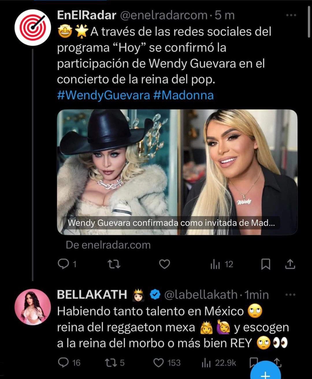 Supuesto tweet de Bellakath sobre Wendy Guevara.