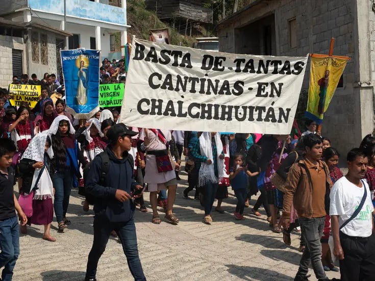 Indígenas mayas tzotziles protestan contra el narcotráfico en Chiapas