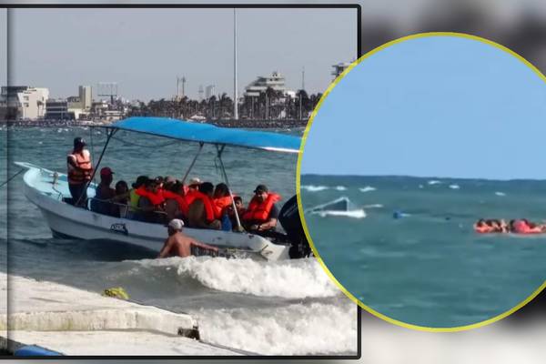 VIDEO: Lancha con 15 turistas se hunde en mar de Veracruz y quedan a la deriva