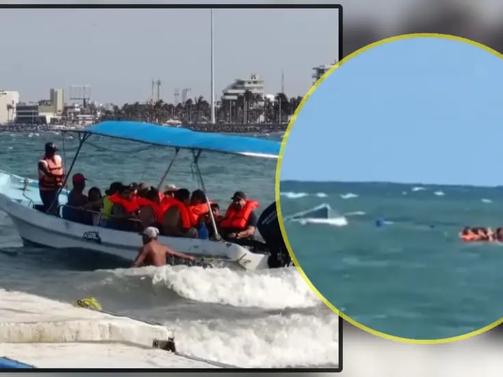 VIDEO: Lancha con 15 turistas se hunde en mar de Veracruz y quedan a la deriva