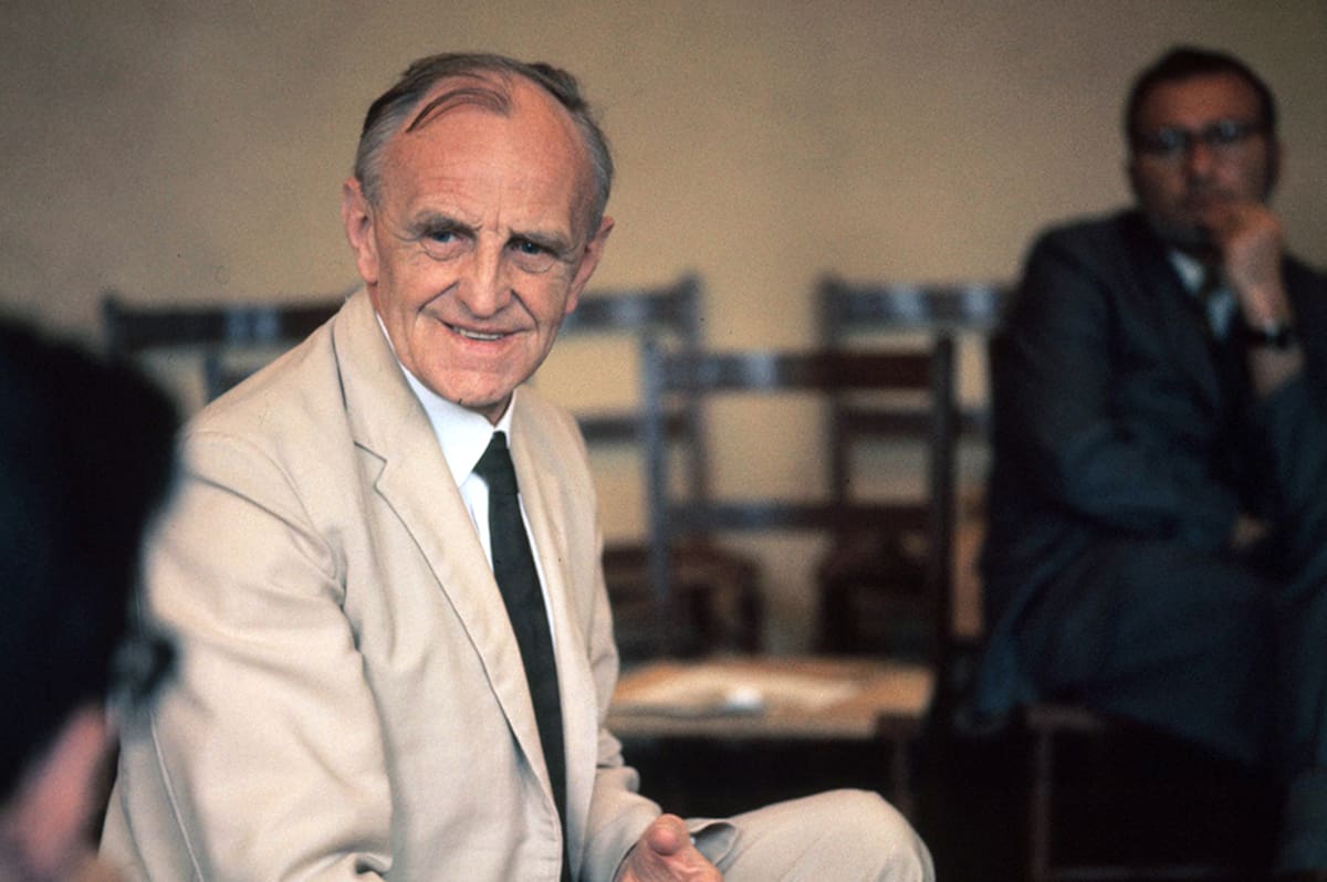 Editorial use only
Dr. Donald Woods Winnicott (1896-1971) British psychoanalyst, paediatrician, and child psychiatrist. He worked at the Paddington Green Children's Hospital, London, UK, for over 40 years, beginning in 1923, where he became interested in child psychoanalysis. Winnicott's treatment of psychically disturbed children and their mothers gave him the experience on which he built his most influential concepts, such as the "holding environment" and the "transitional object," known to every parent as the "security blanket." He had a major impact on object relations theory, particularly in his 1951 essay "Transitional Objects and Transitional Phenomena," which focused on familiar, inanimate objects that children use to stave off anxiety during times of stress. Photographed in 1963 in London, UK.