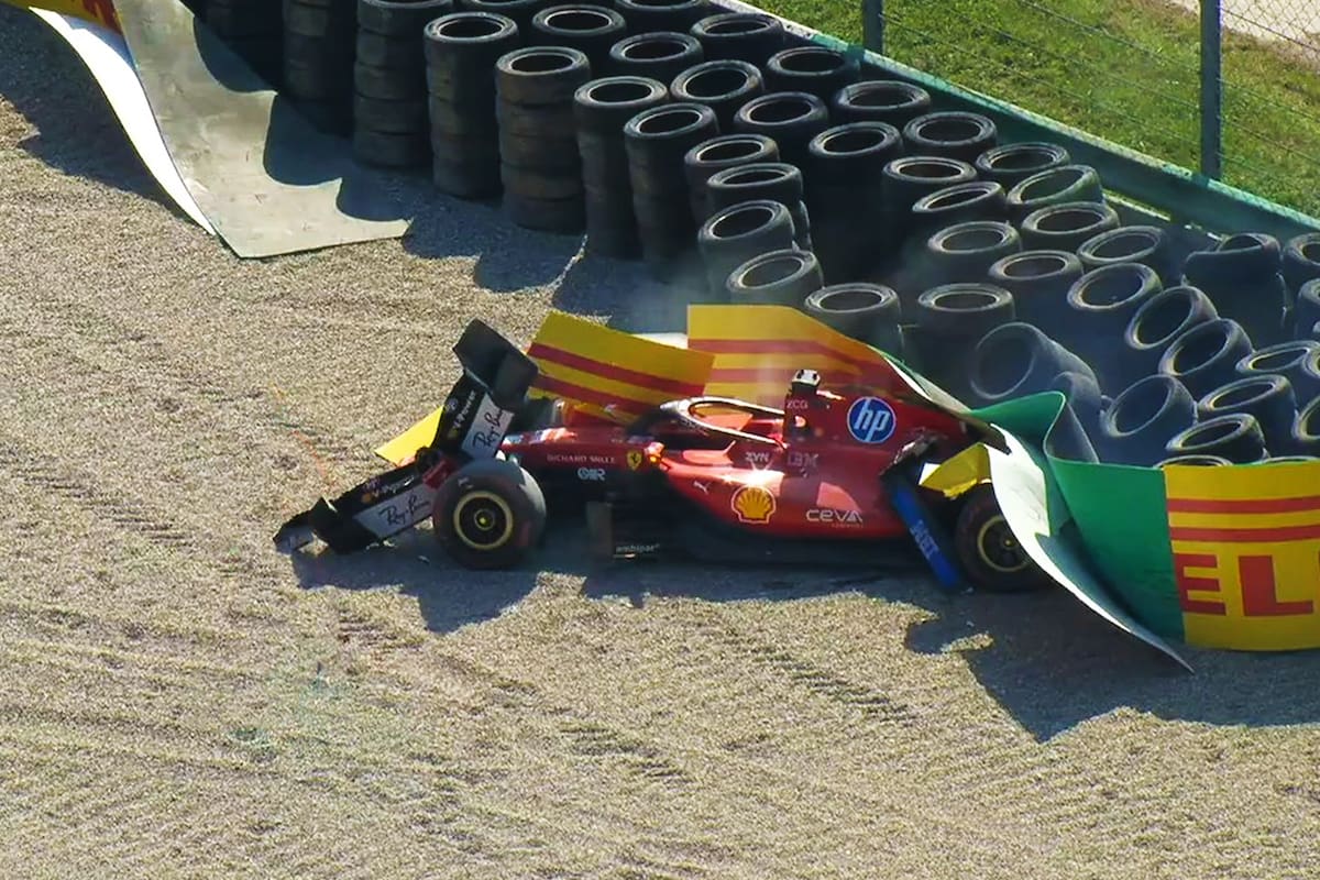 Charles Leclerc destroza su Ferrari y provoca bandera roja en el GP de Italia tras brutal choque en la misma curva donde se accidentó hace seis años