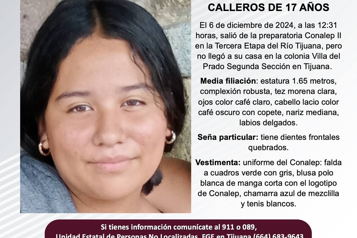 Se busca a Dennisse Leyva Calleros de 17 años de edad