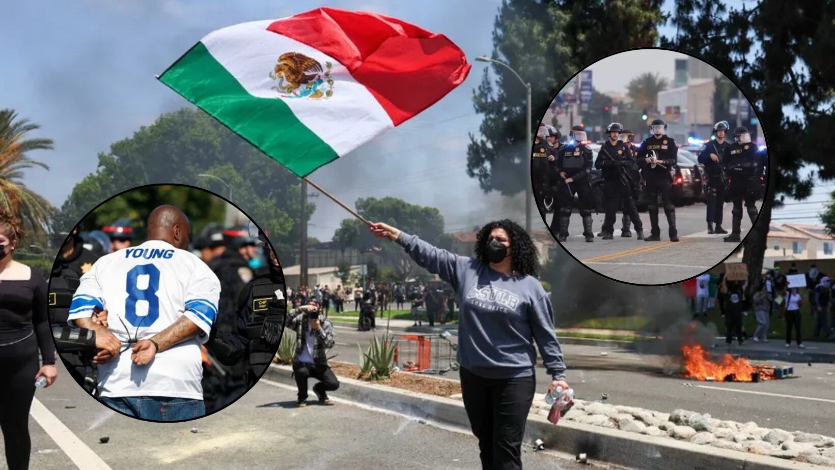 Los Ángeles en tensión: protestas por redadas migratorias y despliegue militar generan caos. Foto: EFE