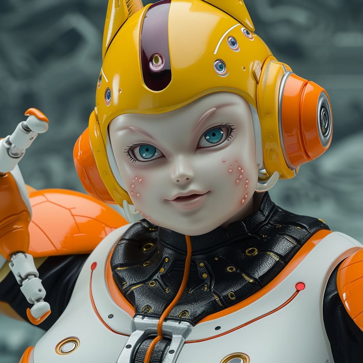 El traje sólido y metálico añade un toque moderno a la versión renovada del Androide Número 19 creada por la inteligencia artificial.