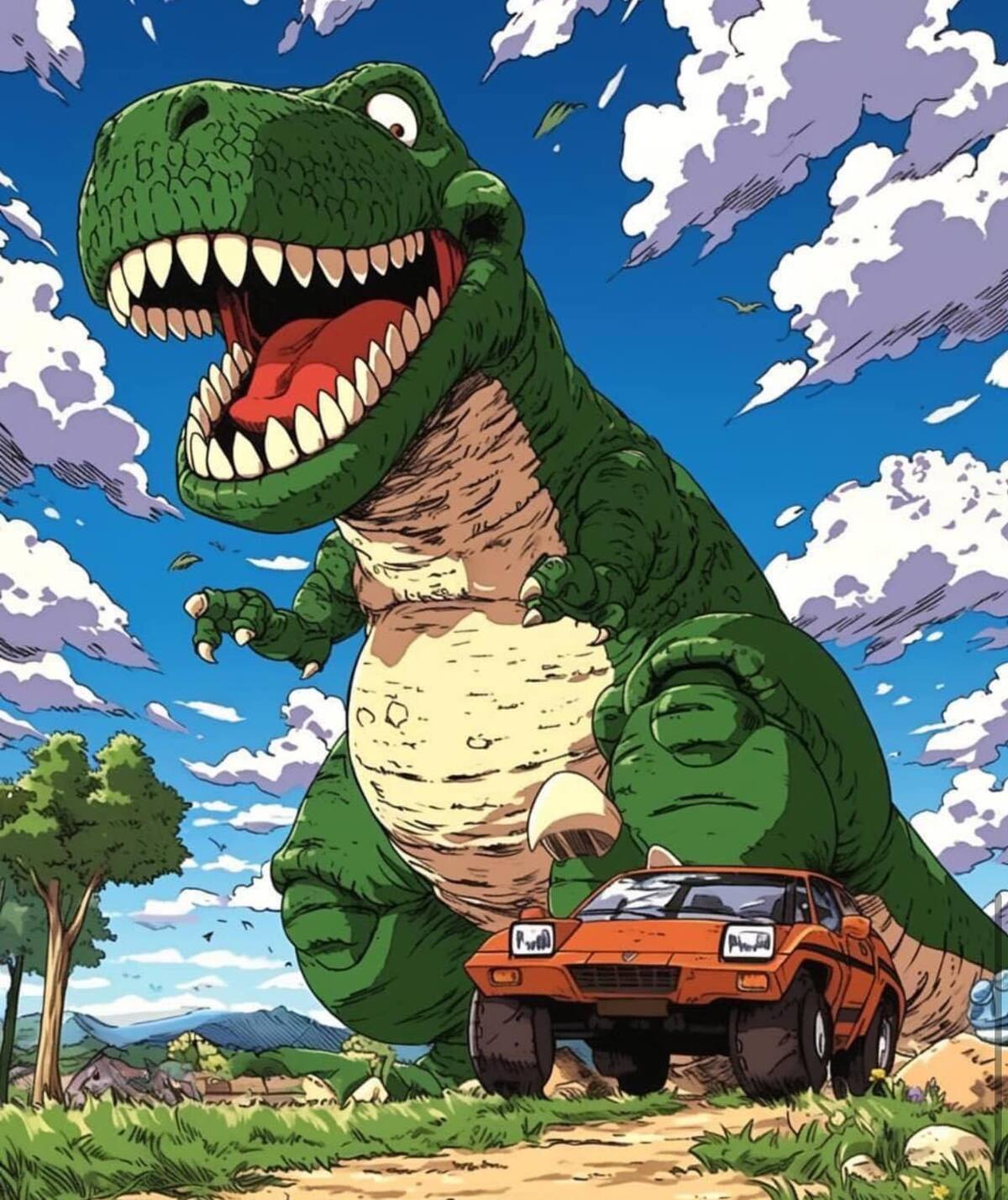 El dinosaurio de plástico Rex es conocido por tener un miedo irracional a casi todo (Facebook)