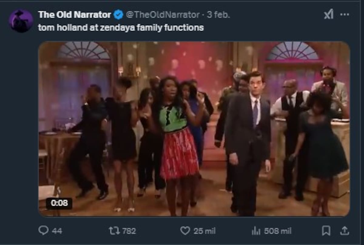 Memes de Tom Holland con la familia de Zendaya / Cuenta de X: @TheOldNarrator