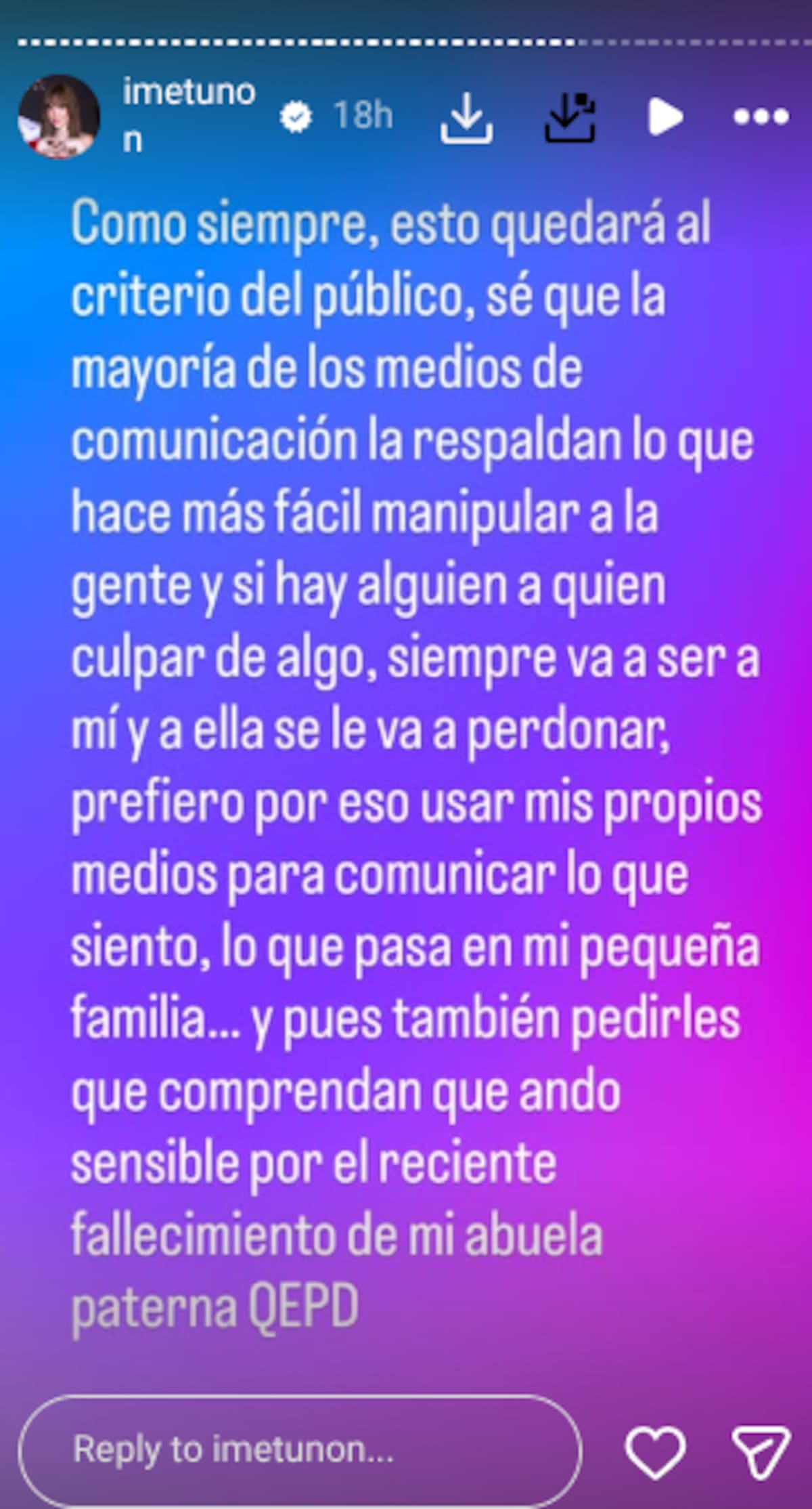 Imelda Garza responde a Maribel Guardia | Instagram @imetunon