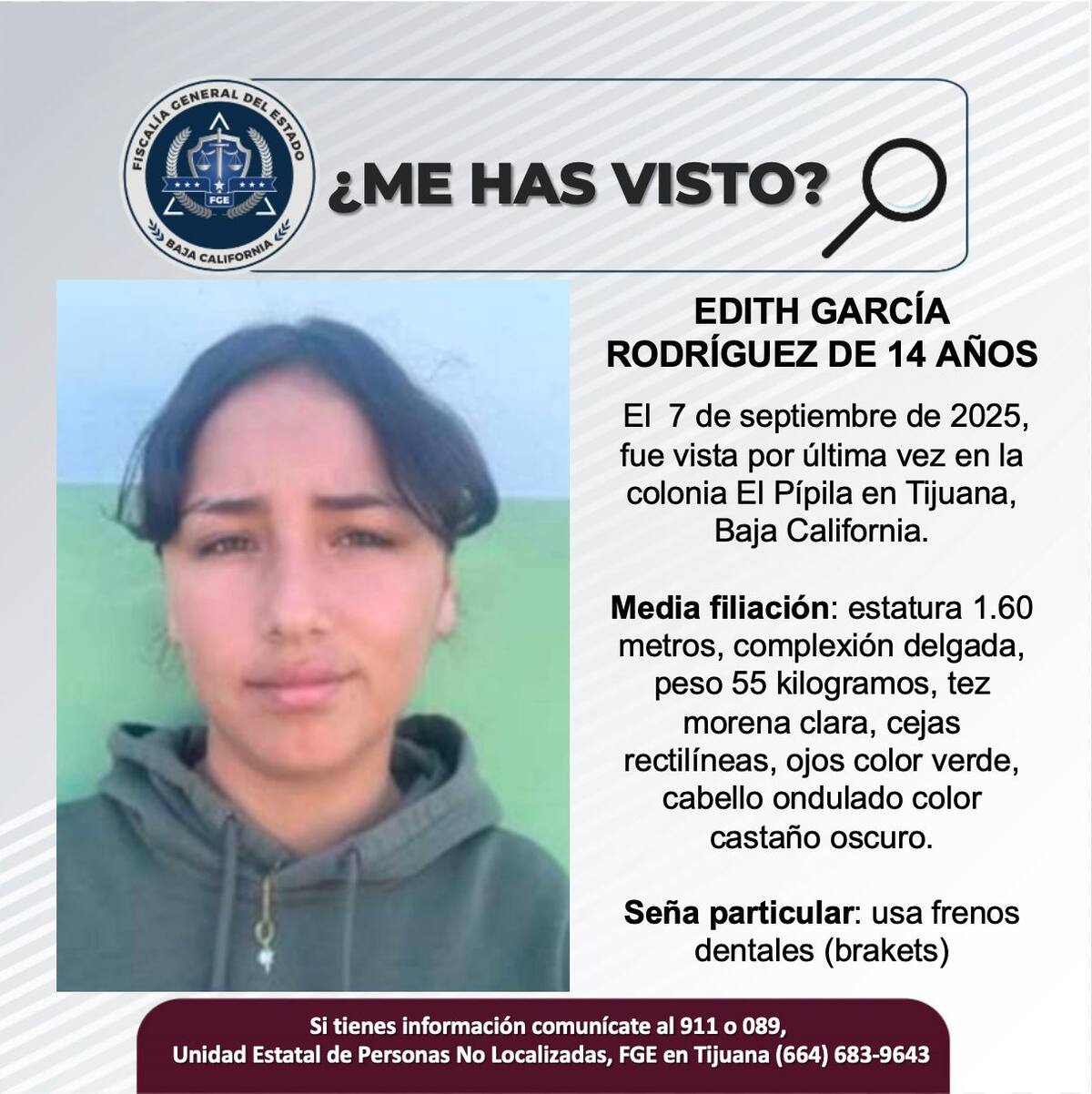 Fue vista por última vez el 7 de septiembre de 2025.