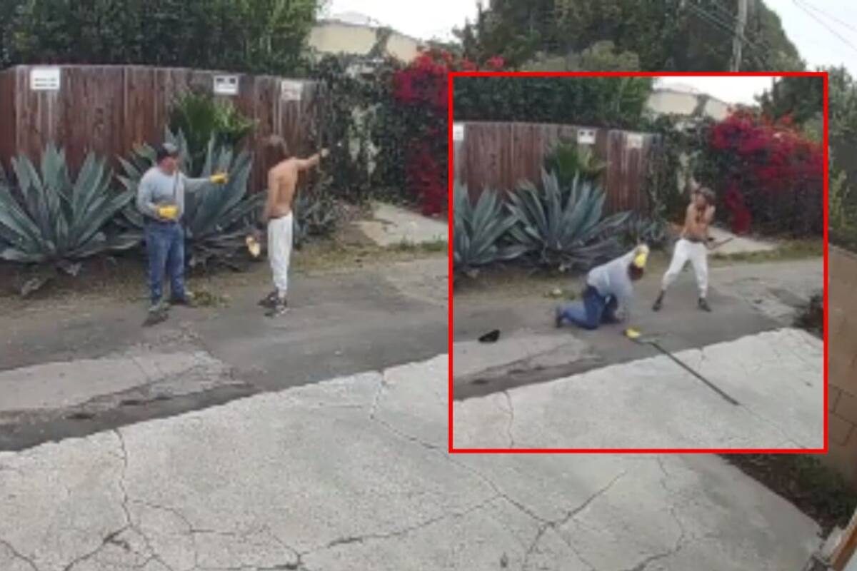 Por hacer ruido, jardinero es atacado brutalmente con un palo mientras trabajaba en Los Ángeles: VIDEO